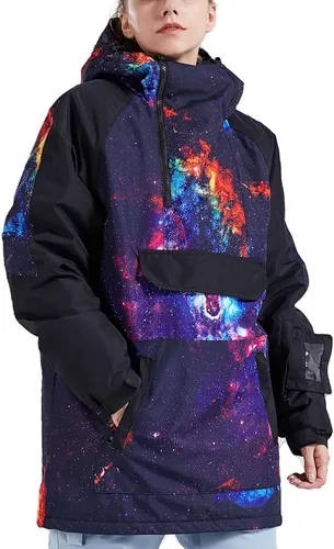 Vista 8 de Chaqueta anorak de esquí para mujer, impermeable, resistente al viento, cálido, para snowboard, abrigo de invierno con capucha