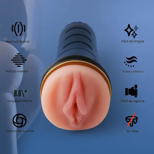 Vista 2 de Tracy's Dog® Masturbadores masculinos para adultos, juguetes sexuales realistas con textura de bolsillo, vagina hombre masturbación Stroker (negrura)