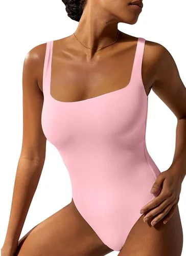 Vista 4 de YFANG Body básico sexy para mujer, sin mangas, con doble forro, ajustado