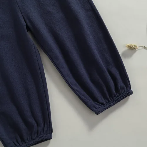 Vista 5 de Rtnnsbbfcm Overol de algodón y lino para bebé, niño, niña, pantalones largos, de una pieza, overol de verano y otoño