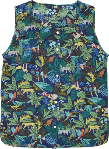 Vista 5 de Nanxson Delantal de zapatilla para mujer con 2 bolsillos de parche, babero impreso de algodón, bata con botones para cocina, chef de trabajo, CF3177