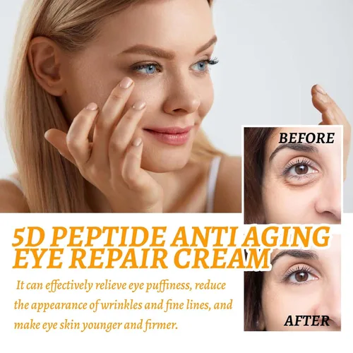 Vista 5 de Crema de ojos con péptido 5D, crema reparadora de ojos antienvejecimiento para ojeras e hinchazón, reducción diaria de arrugas, hidratante ligero