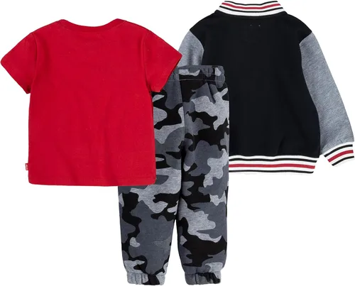Vista 2 de Levi's Conjunto de 3 piezas de camiseta y sudadera con diseño gráfico para bebés