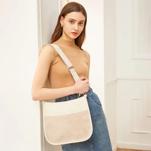 Vista 2 de Jackie&Jill Bolsos cruzados para mujer, bolsos de hombro de corcho mediano y cuero vegano, bolsos de hombro casuales con múltiples bolsillos