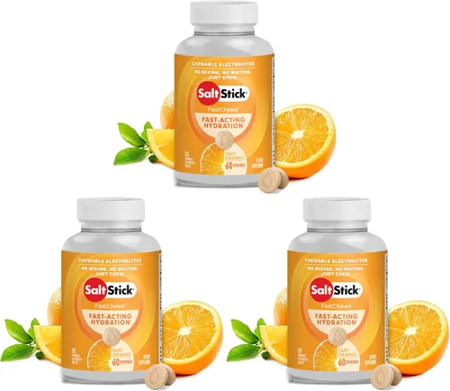 Vista 14 de SaltStick Electrolyte FastChews con cafeína – 60 tabletas masticables Citrus Burst – Tabletas de sal para correr e hidratar, masticables