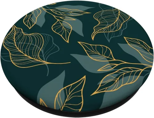 Vista 2 de PopSockets con diseño de hojas de plantas estéticas, botánicos, verdes, PopGrip intercambiable
