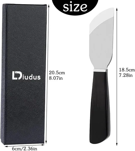 Vista 3 de Cuchillo de corte de cuero, cuchillo puntiagudo, herramienta de trabajo de cuero con mango de madera, hoja de acero inoxidable, ideal para corte