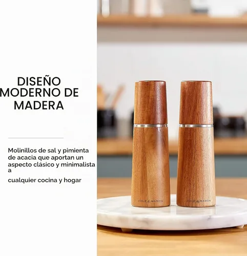 Vista 8 de Cole & Mason Marlow Juego de molinos de madera, molinillos de sal y Acacia