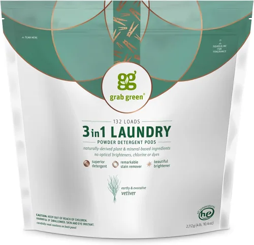 Vista 16 de Grab Green Cápsulas de detergente 3 en 1, 24 unidades, sin fragancia, a base de plantas y minerales, poder de limpieza superior, removedor