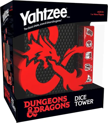 Vista 3 de YAHTZEE: Dungeons & Dragons Torre de dados coleccionables Dados con dragón, oso búho, cubo gelatinoso, imitador, desollador de la mente
