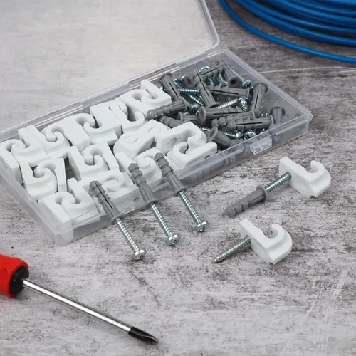 Vista 5 de Amyhill 20 Piezas Clips de Alambre Blancos para Estantes Clips de Bucle Hacia Abajo de Pared para Armarios Plástico Resistente Soporte de Estante