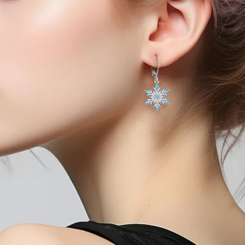 Vista 104 de Aretes colgantes de plata de ley con diseño de árbol de la vida, flor, abeja, animales, gato, colibrí, piedra lunar, turquesa, aretes con cierre
