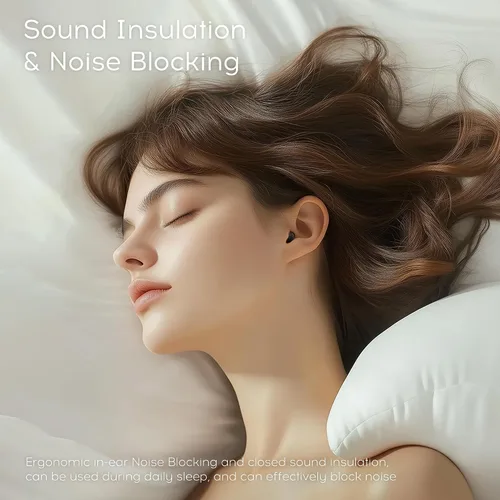 Vista 3 de Auriculares para dormir Bluetooth 6.0, mini auriculares invisibles de silicona para dormir de lado, auriculares con bloqueo de ruido, auriculares