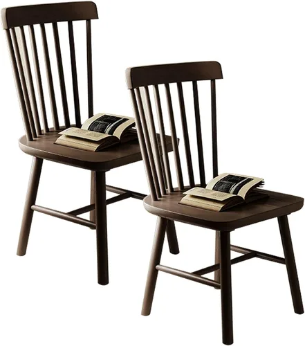 Vista 13 de JKGHK - Sillas de comedor de madera, sillas de cocina sin brazos, silla lateral de sala de estar con respaldo hueco a rayas, silla de comedor