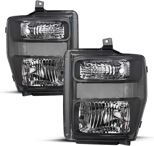 Vista 11 de JSBOYAT Juego de focos delanteros de repuesto con bombillas para Ford F250 F350 F450 F550 Super Duty 2008-2010. Carcasa negra con reflector