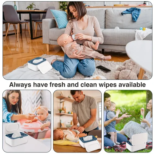 Vista 7 de Dispensador de toallitas para bebés, soporte para toallitas para bebés y adultos, mantiene el tejido húmedo fresco, funda de toallitas