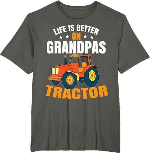 Vista 5 de Life Is Better On Grandpas Tractor Kids Farm Tractor Boy Camiseta, Negro