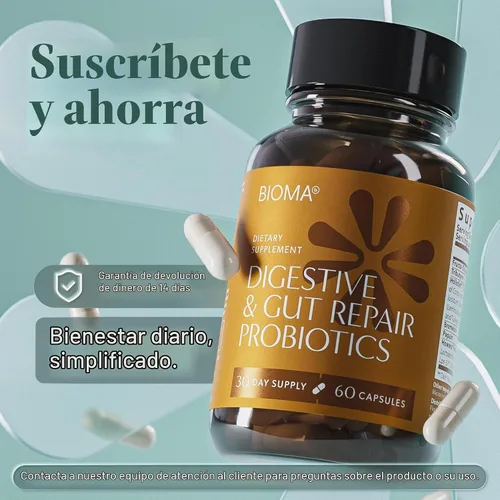 Vista 8 de BIOMA Suplemento de probióticos digestivos y reparadores intestinales (60 cápsulas, suministro para 1 mes)