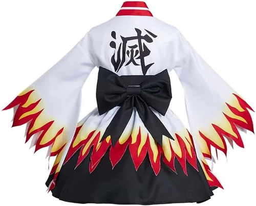 Vista 4 de Agatsuma - Vestido de cosplay Tanjirou, kimono de Rengoku, conjunto completo de Halloween