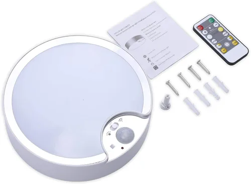Vista 8 de Lightess Luces de techo LED con sensor de movimiento, funciona con pilas, moderna luz regulable con control remoto, para dormitorio, baño, armario