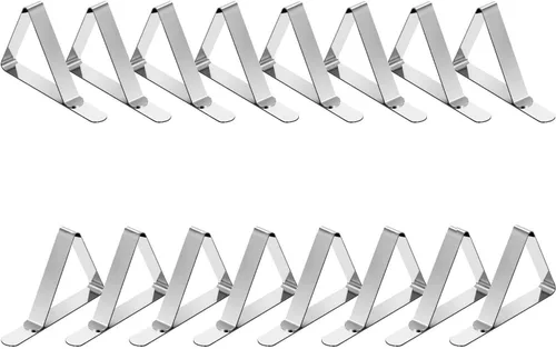 Vista 10 de TriPole Paquete de 32 clips para mantel de picnic, clips de acero inoxidable para mesas al aire libre, cubiertas de mesas de metal, abrazaderas