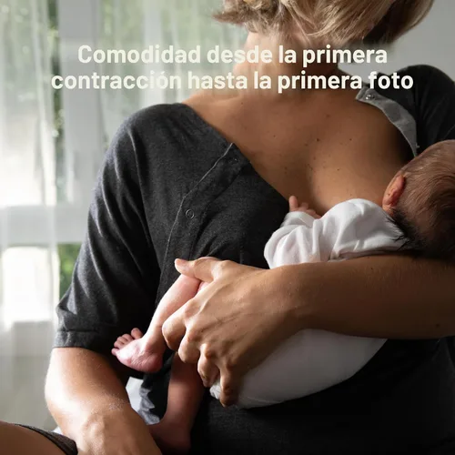 Vista 2 de Frida Mom Bata de trabajo de parto y parto para hospital, con broches fáciles, bata de lactancia sin etiquetas con acceso piel a piel y cobertura