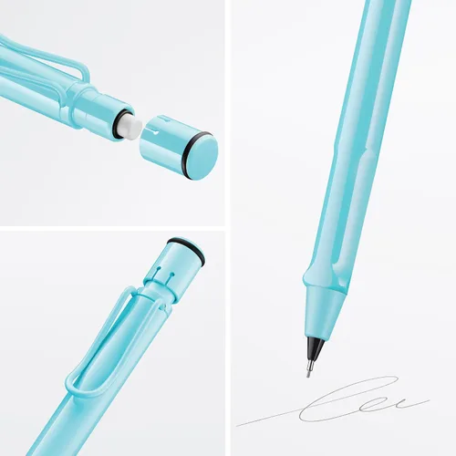 Vista 2 de Lápiz mecánico LAMY safari aquasky con empuñadura ergonómica y cuerpo de plástico ASA robusto - ideal para dibujar y escribir - incluye mina fina