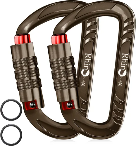 Vista 26 de Rhino Produxs 12kN (2697 lbs) Heavy Duty Carabiner Clips Autolocking Negro