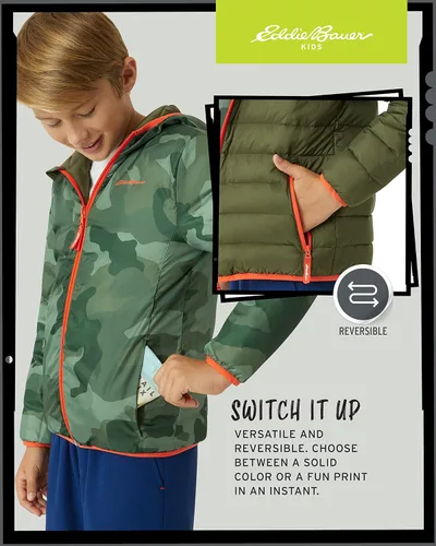 Vista 4 de Eddie Bauer Kids' Reversible Jacket - Weather Resistant Quilted Down Coat for Boys and Girls (3-20)