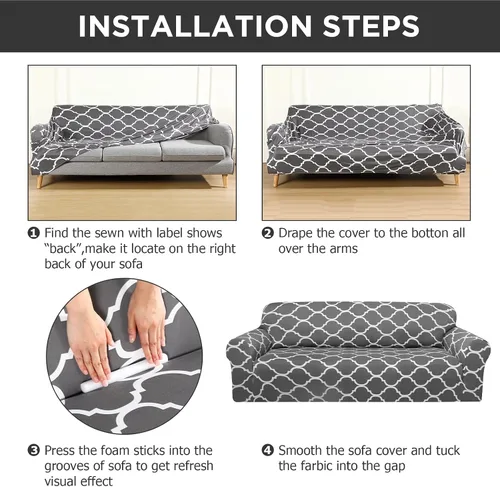 Vista 3 de Peryiter Juego de 1 funda de sofá gris oscuro para sala de estar, fundas de muebles para sofá y sofás, funda de sofá biplaza o sillón, protector