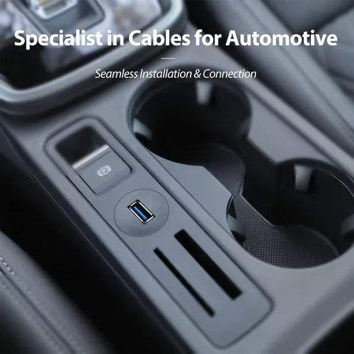 Vista 2 de Cable de extensión USB 3.0 macho a hembra AUX de montaje en panel empotrado, pequeño, 3 pies Soporte de panel empotrado AUX, para coche, camión