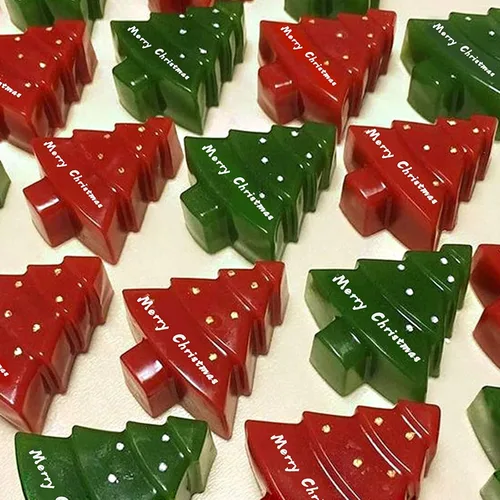 Vista 5 de AnyDesign Moldes de silicona de Navidad rojo y verde, molde de chocolate para árbol de Navidad, molde antiadherente para hornear fondant de Navidad