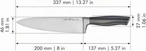 Vista 3 de Henckels - Cuchillo de grafito para chef, de 8 pulgadas, color gris.