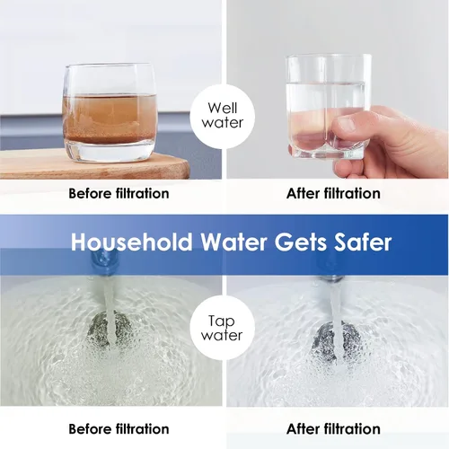 Vista 5 de Waterdrop Sistema de filtro de agua para toda la casa WD-WHF21-FG, reduce el hierro, con filtro de agua de sedimentos giratorio WD-PFK, con filtros