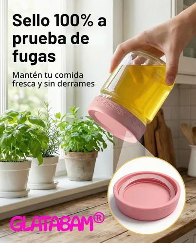 Vista 3 de Paquete de 4 de 10 OZ, Frascos para Avena Nocturna con Tapas, Recipientes de Vidrio para Preparación de Comidas, Frascos Mason Herméticos