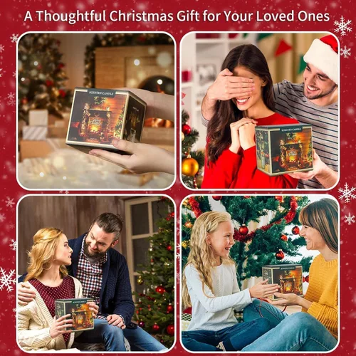 Vista 5 de Velas perfumadas giratorias de Navidad, velas de manzana y canela, regalos de Navidad para ella, mamá, hermana, esposa (5 onzas)