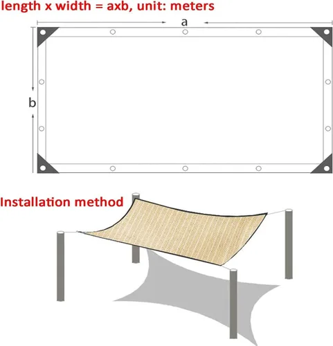 Vista 8 de Toldo rectangular beige para toldo de tela para patio al aire libre, refugio de tela, protección UV, 3.3 x 32.8/9.8 x 9.8/26 x 42.6 pies, malla