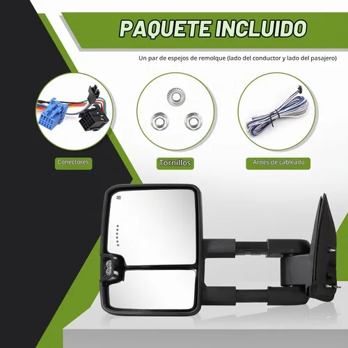 Vista 8 de Switchback Espejos de Remolque para Chevy Silverado GMC Sierra 2003-2007 Espejo Lateral con Señal de Giro Dinámica Luz de Marcha Lámpara de Respaldo