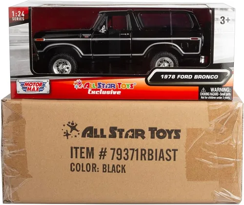 Vista 6 de 1978 Bronco 1:24 Modelo de Coche Fundido SUV SUT Negro con Cap Truck Motormax 79371