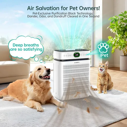 Vista 4 de Purificadores de aire para el hogar, habitación grande de hasta 3500 pies cuadrados con filtros lavables, HEPA de doble cara con pantalla PM 2.5