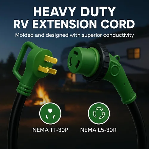 Vista 2 de Cable de extensión para generador de 30 amperios de 15 pies, TT