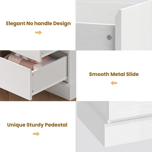 Vista 5 de EPHEX Cómoda de dormitorio con 8 cajones, cómoda doble grande blanca, moderna cómoda organizadora de almacenamiento para dormitorio, sala de estar
