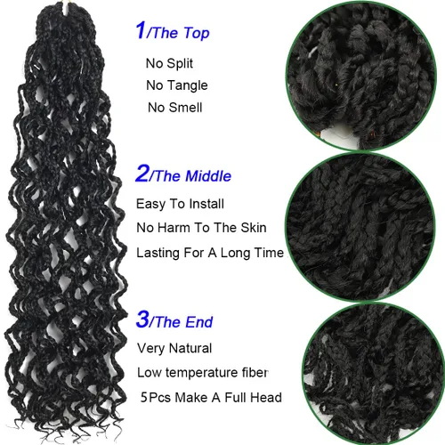 Vista 3 de Trenzas de caja Goddess de 150 hebras, cabello rizado de 8 pulgadas, trenzas de ganchillo pretrenzadas, trenzas de ganchillo pretrenzadas, trenzas