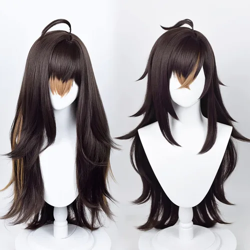 Vista 3 de Genshin Impact Cosplay Peluca para Dehya Sumeru Pelucas de anime con 2 orejas de pelo largo ondulado marrón con gorra de peluca gratis para cómic