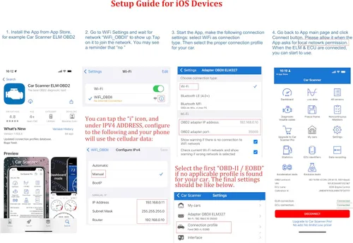Vista 3 de Veepeak Mini WiFi OBD II escáner adaptador coche comprobar motor luz diagnóstico lector código herramienta de escaneo para iOS y Android negro
