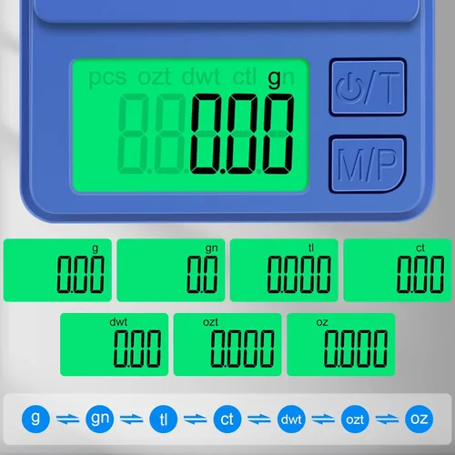 Vista 4 de Báscula de bolsillo de 1000 g/0.1 g, báscula digital de cocina de alta precisión Diyife, pantalla LCD, 7 unidades con función de tara, adecuada