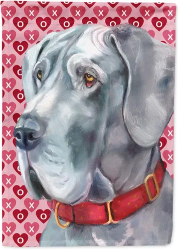 Vista 163 de Caroline's Treasures SS4484GF Bandera de jardín con diseño de bulldog inglés y corazones para el Día de San Valentín, bandera decorativa para patio
