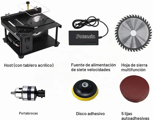 Vista 7 de Mini sierra de mesa 0-90° Sierra de banco para carpintería DIY