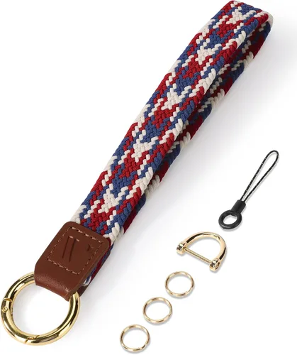 Vista 9 de WEESMILE - Llavero de muñeca elástico, bonitos llaveros de muñeca para mujer Car Keychain for Keys, Elastic Wrist Strap, Breathable Woven