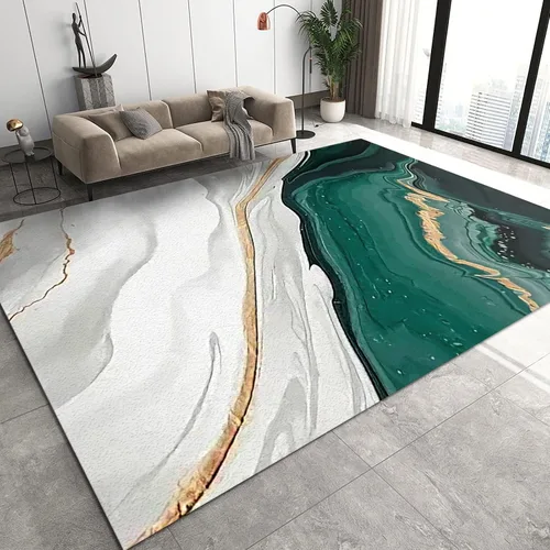 Vista 15 de Alfombra bohemia de arco iris nórdico, alfombra grande con estampado geométrico, alfombra antideslizante para niños con alfombra antideslizante